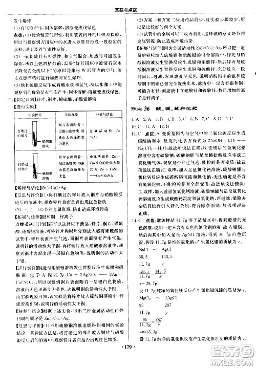 龙门书局2021启东中学作业本九年级化学下册R人教版答案