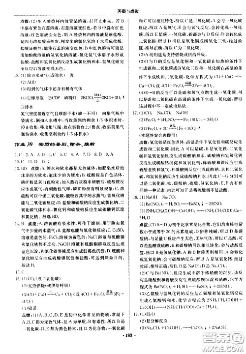 龙门书局2021启东中学作业本九年级化学下册R人教版答案