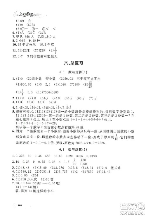 上海大学出版社2021钟书金牌上海作业五年级数学下册答案 上海大学出版社2021钟书金牌上海作业五年级数学下册答案