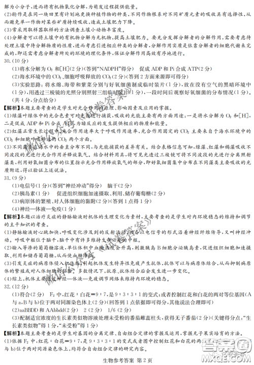 2021年3月湘豫名校联考高三理科综合试题及答案 2021年3月湘豫名校联考高三理科综合试题及答案