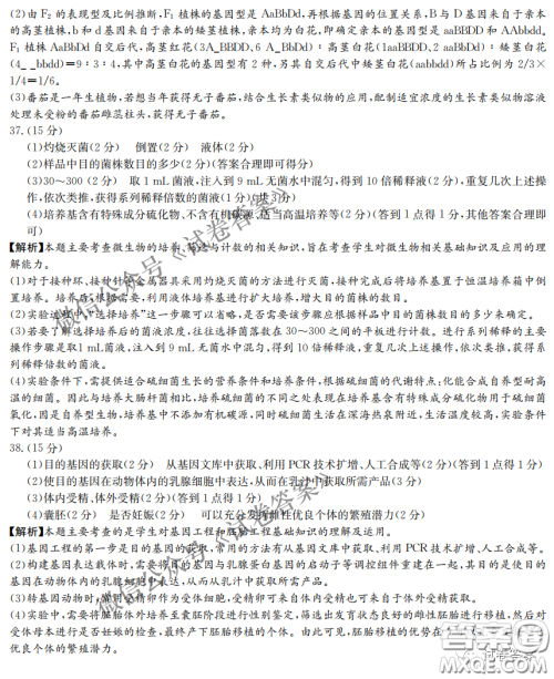 2021年3月湘豫名校联考高三理科综合试题及答案 2021年3月湘豫名校联考高三理科综合试题及答案