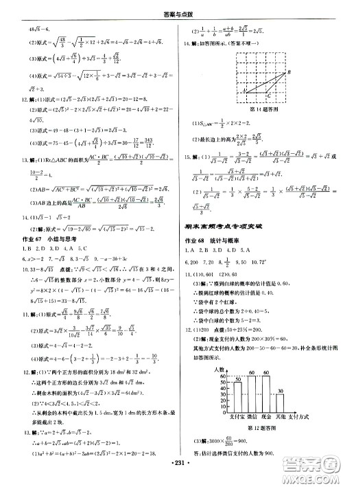 龙门书局2021启东中学作业本八年级数学下册JS苏教版答案