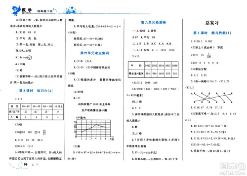 现代教育出版社2021小超人作业本数学四年级下册BS北师大版答案