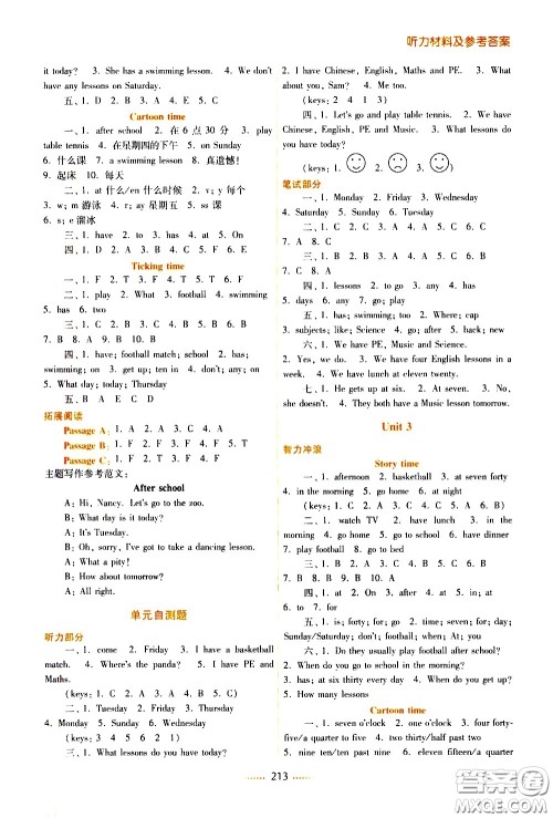 江苏凤凰美术出版社2021名师点拨课课通英语四年级4B江苏版答案