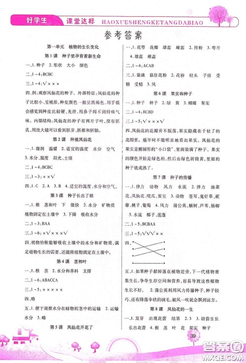 河北少年儿童出版社2021好学生课堂达标四年级科学下册JK版答案 河北少年儿童出版社2021好学生课堂达标四年级科学下册JK版答案