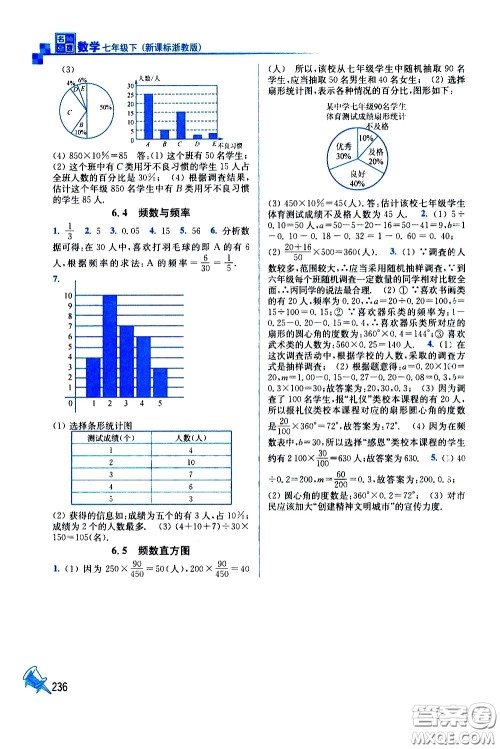 东南大学出版社2021名师点拨课课通教材全解析数学七年级下新课标浙教版答案