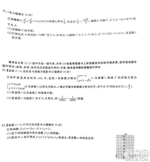 百校联盟2021届普通高中教育教学质量监测考试全国II卷文科数学试题及答案