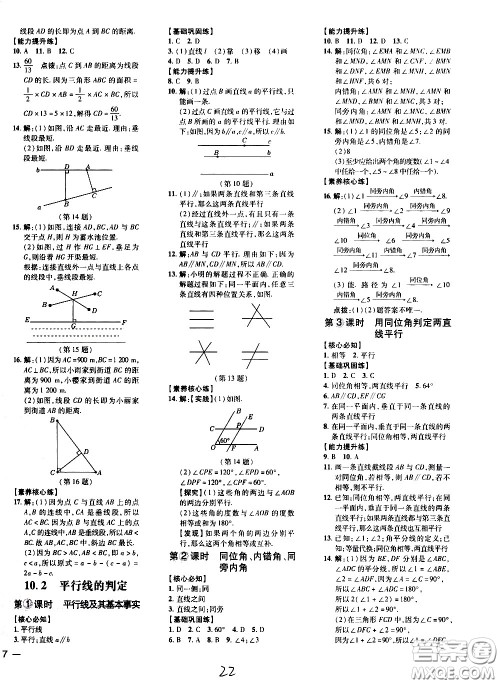 吉林教育出版社2021点拨训练七年级数学下HK沪科版安徽适用答案