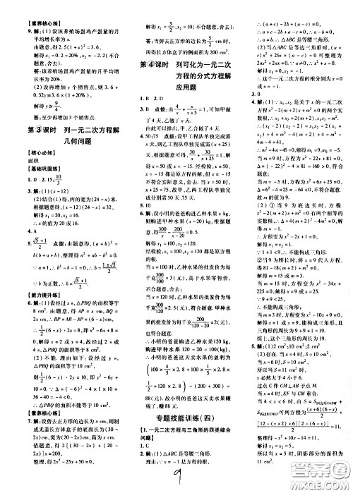 吉林教育出版社2021点拨训练八年级数学下HK沪科版安徽适用答案