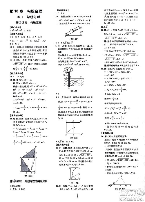 吉林教育出版社2021点拨训练八年级数学下HK沪科版安徽适用答案