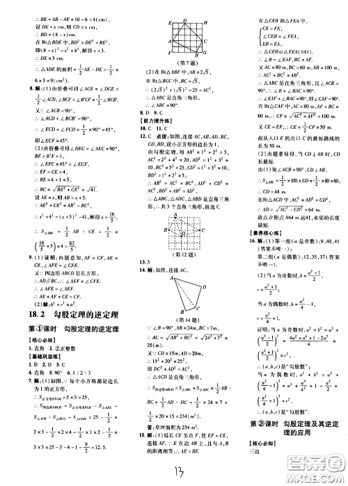 吉林教育出版社2021点拨训练八年级数学下HK沪科版安徽适用答案