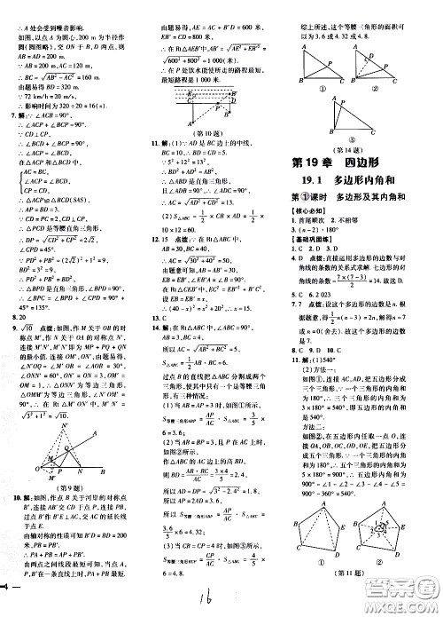 吉林教育出版社2021点拨训练八年级数学下HK沪科版安徽适用答案