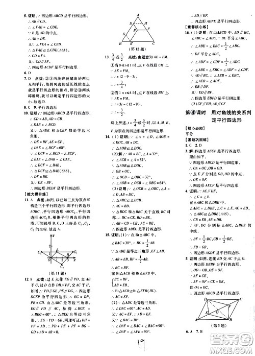 吉林教育出版社2021点拨训练八年级数学下HK沪科版安徽适用答案