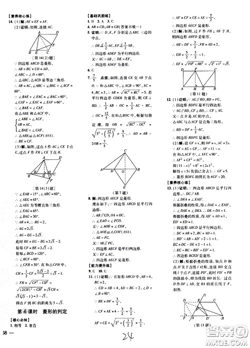 吉林教育出版社2021点拨训练八年级数学下HK沪科版安徽适用答案