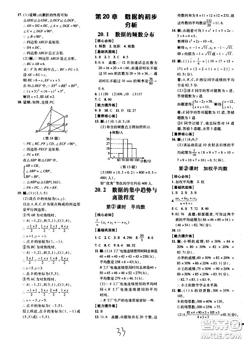 吉林教育出版社2021点拨训练八年级数学下HK沪科版安徽适用答案