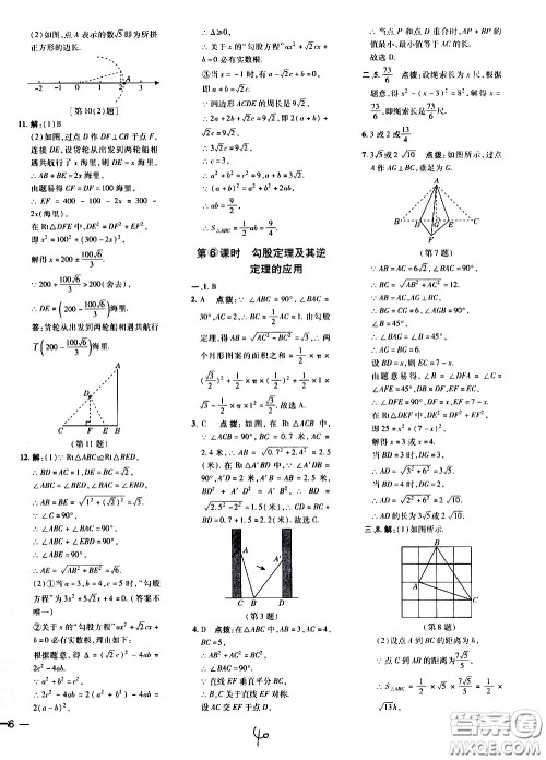 吉林教育出版社2021点拨训练八年级数学下HK沪科版安徽适用答案