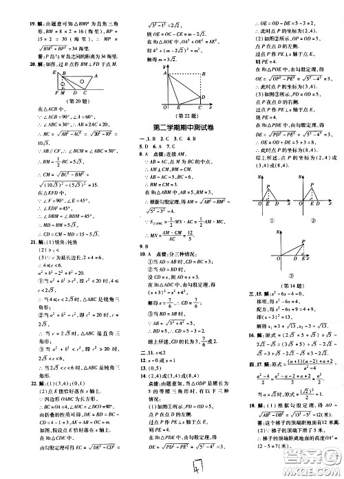 吉林教育出版社2021点拨训练八年级数学下HK沪科版安徽适用答案