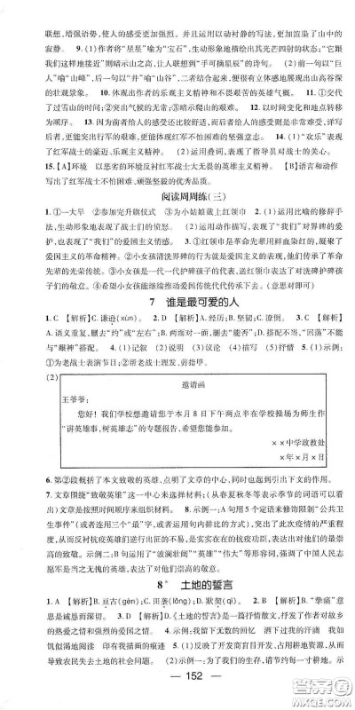 阳光出版社2021精英新课堂七年级语文下册人教版答案 阳光出版社2021精英新课堂七年级语文下册人教版答案