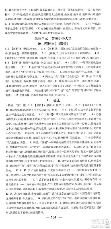 阳光出版社2021精英新课堂七年级语文下册人教版答案 阳光出版社2021精英新课堂七年级语文下册人教版答案
