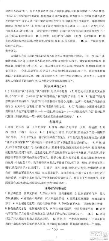 阳光出版社2021精英新课堂七年级语文下册人教版答案 阳光出版社2021精英新课堂七年级语文下册人教版答案