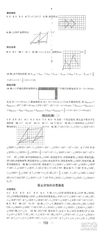 阳光出版社2021精英新课堂七年级数学下册人教版答案