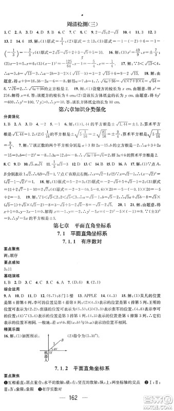 阳光出版社2021精英新课堂七年级数学下册人教版答案