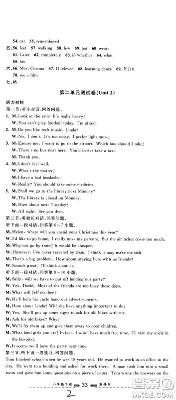 浙江大学出版社2021浙江名卷英语八年级下册R人教版答案 浙江大学出版社2021浙江名卷英语八年级下册R人教版答案