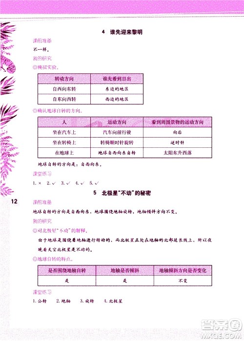 海燕出版社2021科学学习与巩固五年级下册教科版答案