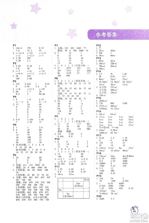 辽宁教育出版社2021尖子生计算作业本五年级下册人教版答案