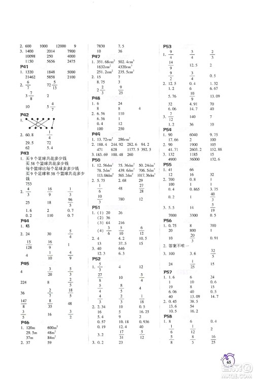 辽宁教育出版社2021年尖子生计算作业本六年级人教版下册答案
