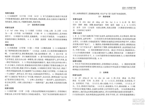 海南出版社2021新课程课堂同步练习册九年级语文下册人教版答案