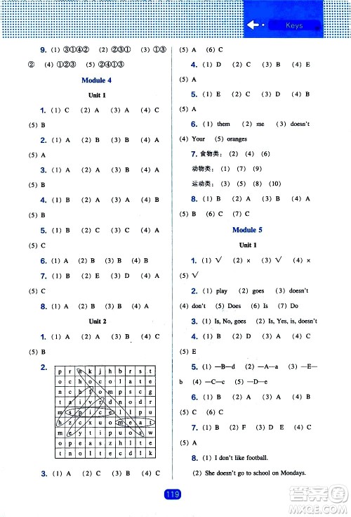 辽海出版社2021新编新课程能力培养英语三年级起点三年级下册外研版答案