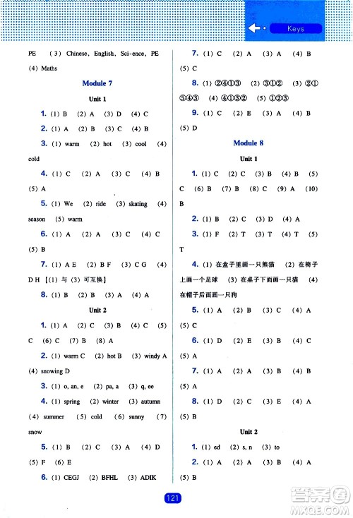 辽海出版社2021新编新课程能力培养英语三年级起点三年级下册外研版答案