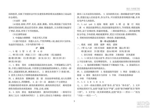 海南出版社2021新课程课堂同步练习册六年级语文下册人教版答案