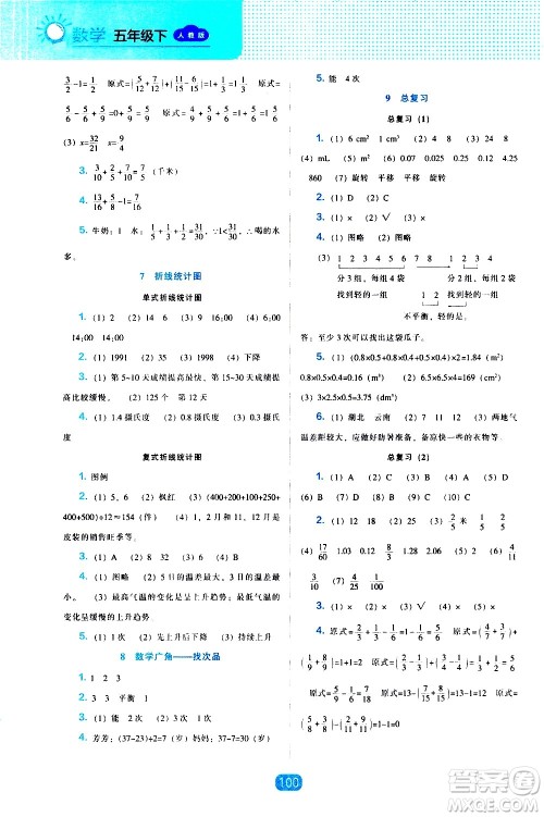 辽海出版社2021新编新课程能力培养数学五年级下册人教版答案