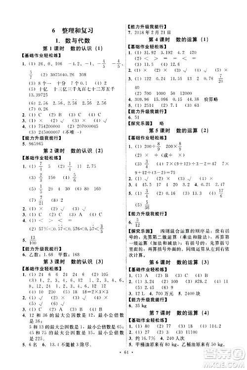 人民教育出版社2021能力培养与测试数学六年级下册人教版湖南专版答案 人民教育出版社2021能力培养与测试数学六年级下册人教版湖南专版答案