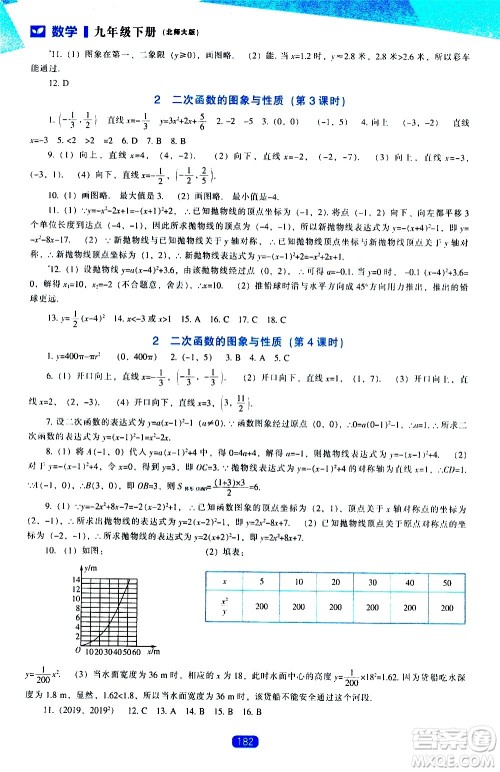 辽海出版社2021新课程数学能力培养九年级下册北师大版答案