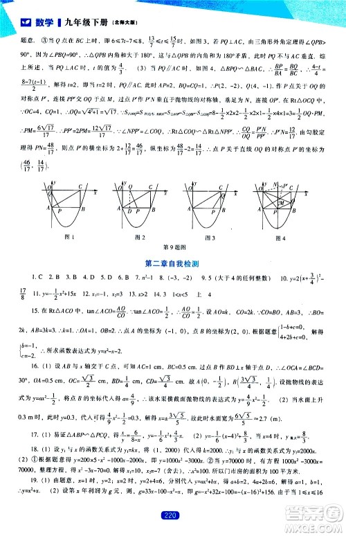 辽海出版社2021新课程数学能力培养九年级下册北师大版答案