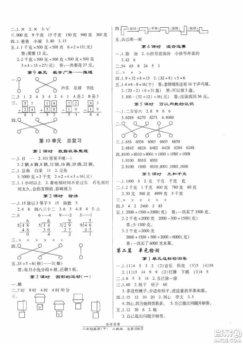 阳光出版社2021汇文图书卓越课堂二年级数学下册人教版答案 阳光出版社2021汇文图书卓越课堂二年级数学下册人教版答案
