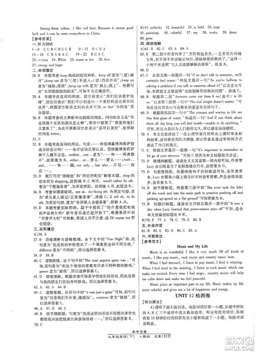 阳光出版社2021汇文图书卓越课堂九年级英语下册人教版答案