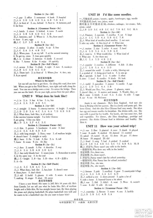 阳光出版社2021汇文图书卓越课堂七年级英语下册人教版答案 阳光出版社2021汇文图书卓越课堂七年级英语下册人教版答案