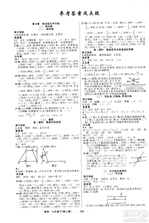 新疆青少年出版社2021四清导航数学七年级下册人教版答案