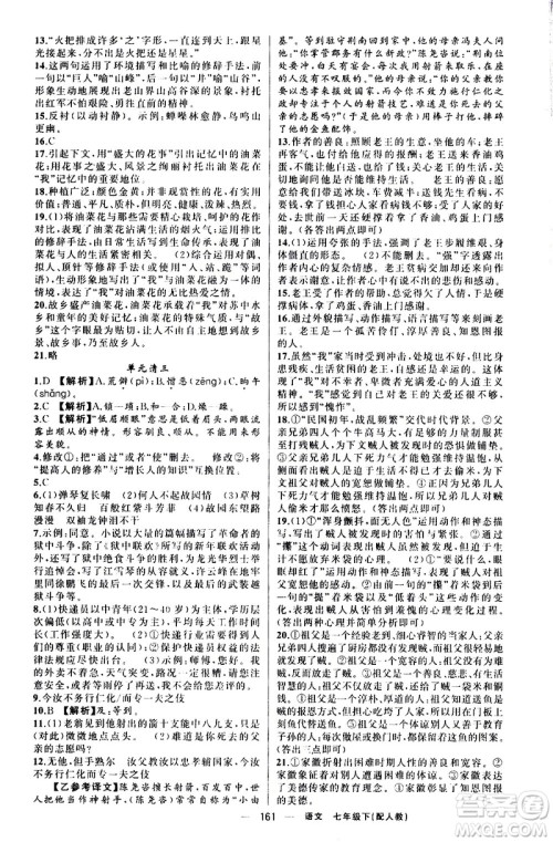 新疆青少年出版社2021四清导航语文七年级下册人教版答案