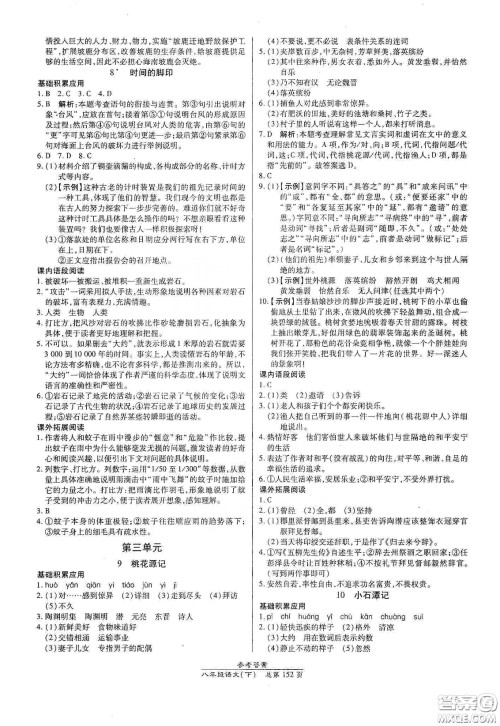 阳光出版社2021汇文图书卓越课堂八年级语文下册人教版答案