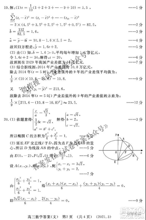 洛阳市2020-2021学年高中三年级第二次统一考试文科数学答案