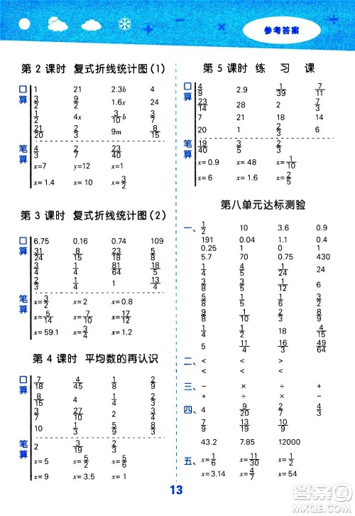 地质出版社2021春季小学口算大通关数学五年级下册BSD北师大版答案 地质出版社2021春季小学口算大通关数学五年级下册BSD北师大版答案