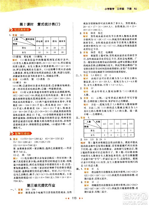 教育科学出版社2021春季53天天练小学数学三年级下册RJ人教版答案 教育科学出版社2021春季53天天练小学数学三年级下册RJ人教版答案