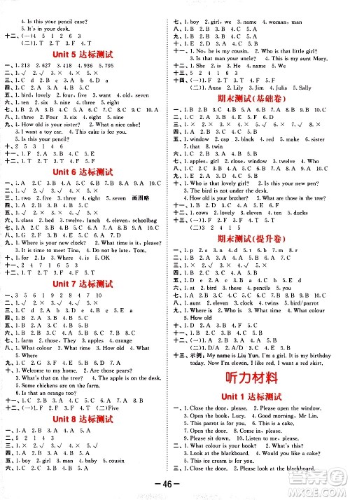 教育科学出版社2021春季53天天练测评卷小学英语三年级下册YL译林版答案 教育科学出版社2021春季53天天练测评卷小学英语三年级下册YL译林版答案