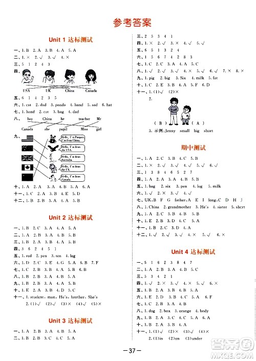 教育科学出版社2021春季53天天练测评卷小学英语三年级下册RP人教版答案 教育科学出版社2021春季53天天练测评卷小学英语三年级下册RP人教版答案