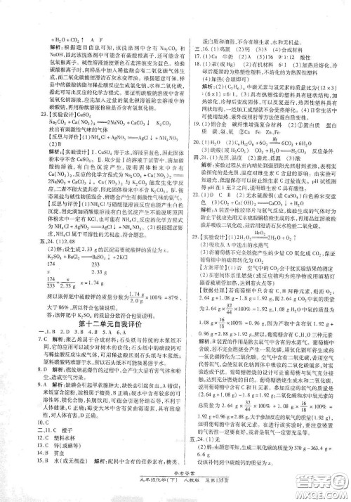 阳光出版社2021汇文图书卓越课堂九年级化学下册人教版答案
